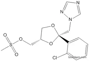 Molecular Structure of 95182-81-3 (1,3-Dioxolane-4-methanol,2-(2-chlorophenyl)-2-(1H-1,2,4-triazol-1-ylmethyl)-, methanesulfonate(ester), cis-)